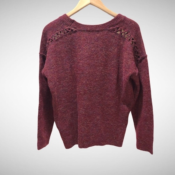 Heartloom Anthropologie Sweater Lattice Shoulder Design Red Size Large - Picture 7 of 11